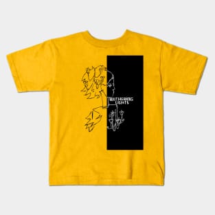 Wuthering Lights Split Black White Line Art, Bronte Kids T-Shirt